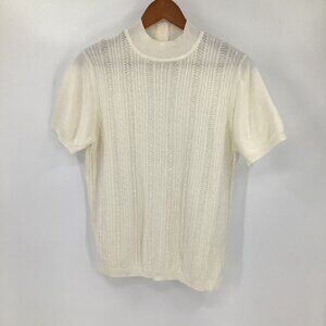 Vintage Alfred Dunner Large Beaded Cable Knit Short Sleeve Sweater Feminine